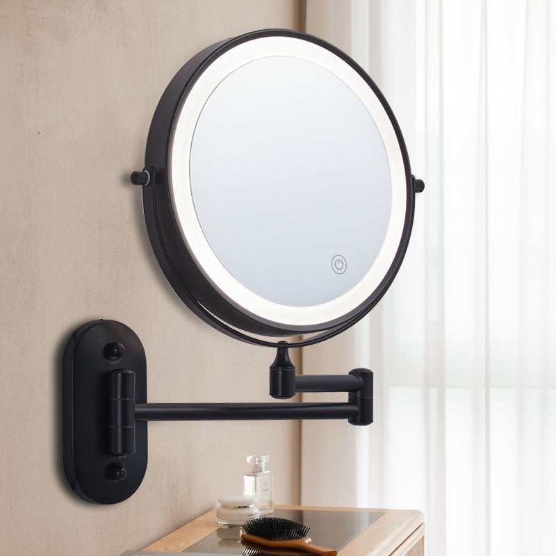 Dobbeltsidet Makeup Spejl med Lys - Vægmonteret LED Spejl til Badeværelse Makeup spejle Tech Butik Sort 3X