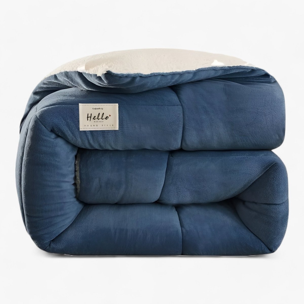 Dobbeltsidet Soveværelses Tæppe i Mælk Fløjl og Lambswool – Komfortabel Isolering Senge tæpper Tech Butik Blå 173 x 229 cm