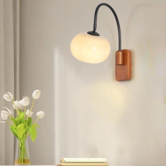 Draaibare Væglampe i Bauhaus Stil med Persimmon Glas Væglampe Tech Butik