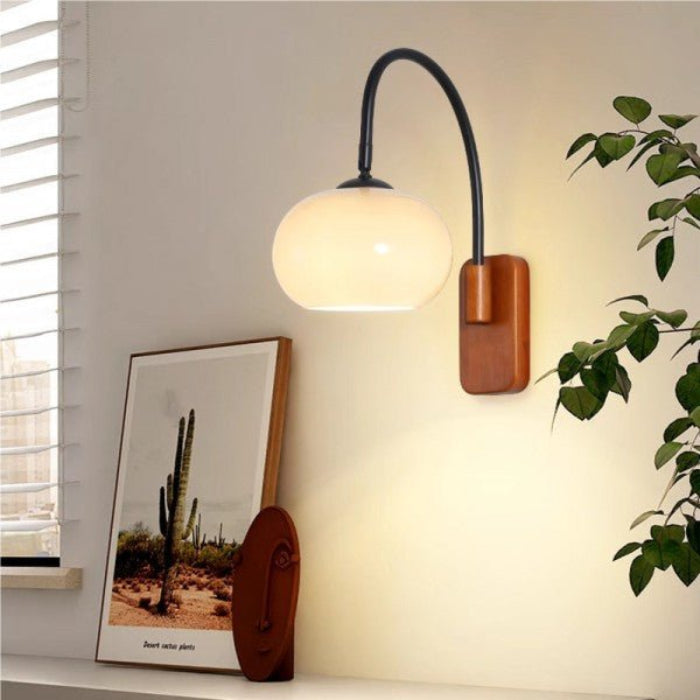 Draaibare Væglampe i Bauhaus Stil med Persimmon Glas Væglampe Tech Butik