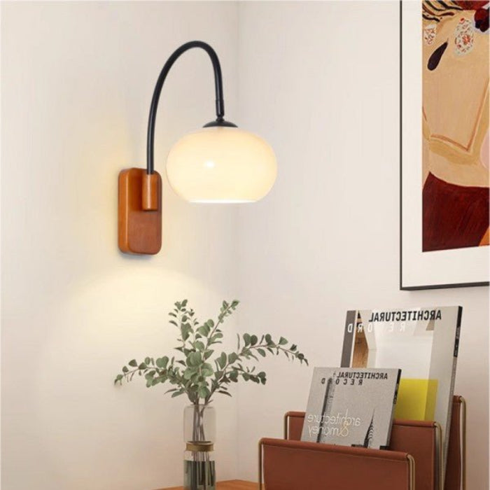 Draaibare Væglampe i Bauhaus Stil med Persimmon Glas Væglampe Tech Butik