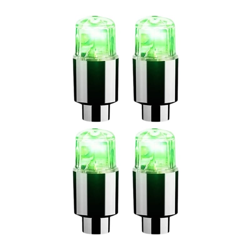 LED Dækventil Låg – Nat Sikkerhedslys til Biler & Cykler Automotive Lighting Tech Butik Grøn 4 stk