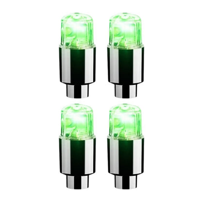 LED Dækventil Låg – Nat Sikkerhedslys til Biler & Cykler Automotive Lighting Tech Butik Grøn 4 stk