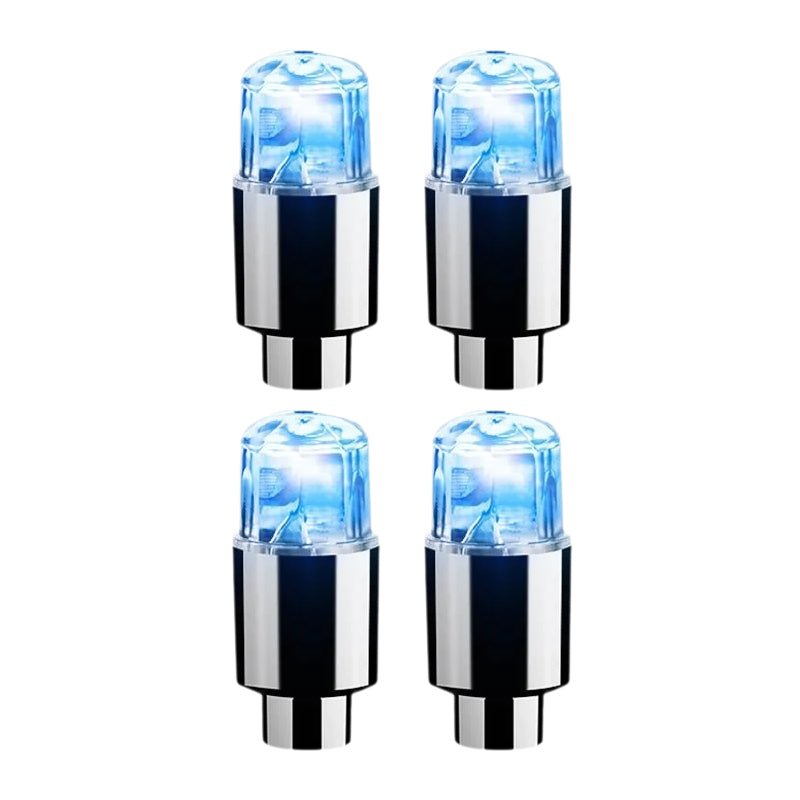 LED Dækventil Låg – Nat Sikkerhedslys til Biler & Cykler Automotive Lighting Tech Butik Blå 4 stk