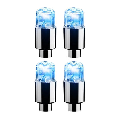 LED Dækventil Låg – Nat Sikkerhedslys til Biler & Cykler Automotive Lighting Tech Butik Blå 4 stk