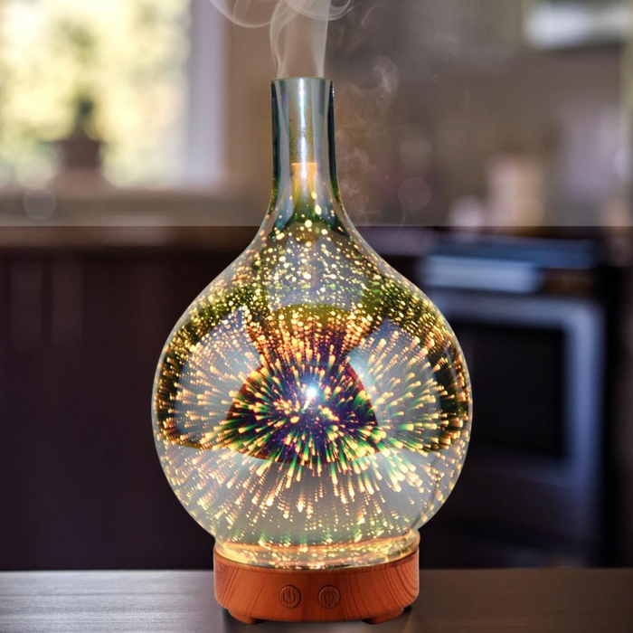 Elegant 3D Glasvaas Aroma Diffuser med Farveskiftende LED Lys Aroma Diffuser Tech Butik Default