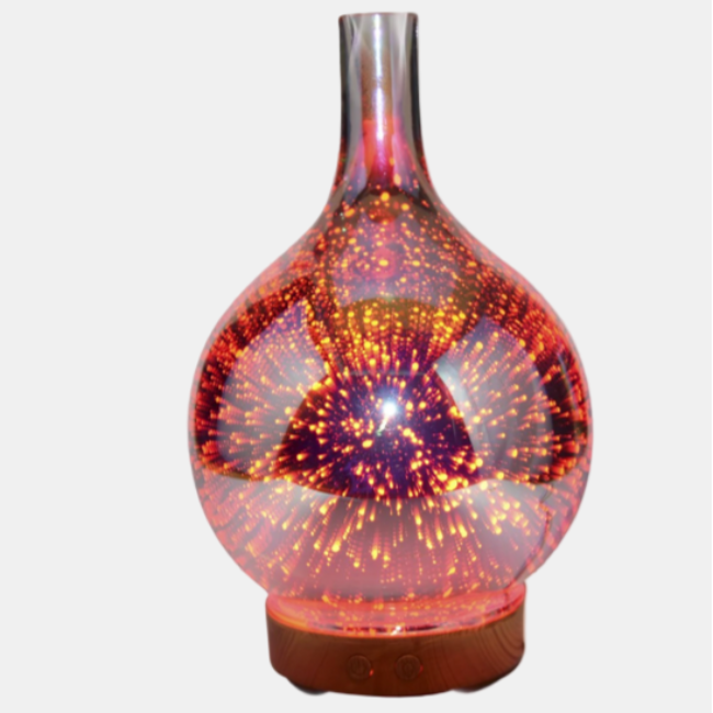 Elegant 3D Glasvaas Aroma Diffuser med Farveskiftende LED Lys Aroma Diffuser Tech Butik
