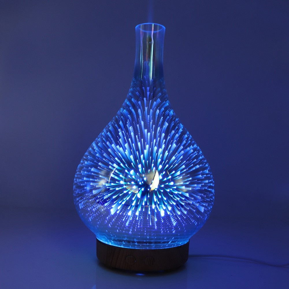 Elegant 3D Glasvaas Aroma Diffuser med Farveskiftende LED Lys Aroma Diffuser Tech Butik