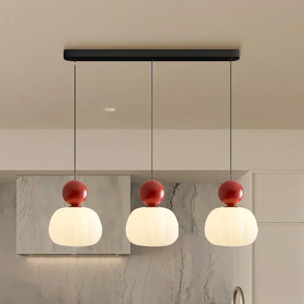 Elegant Art Deco Hanglamp Med Raffineret Design I Crème, Krom, Grøn, Rød Pendellampe Tech Butik Rød Trio