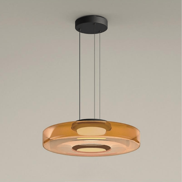 Elegant Bauhaus Glas LED Pendellampe Belysning Tech Butik Amber 1 Niveau-D25 x H11 cm