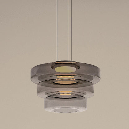 Elegant Bauhaus Glas LED Pendellampe Belysning Tech Butik Røggrå 3 Niveau-D45 x H33 cm