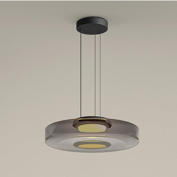 Elegant Bauhaus Glas LED Pendellampe Belysning Tech Butik Røggrå 1 Niveau-D25 x H11 cm