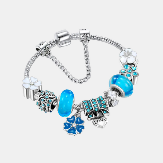 Elegant Blomster Charm Armbånd – Tidløst 925 Sterling Sølv med Naturlig Skønhed Armbånd Tech Butik Blå