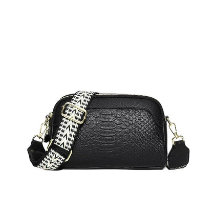 Crossbody Skuldertaske – Elegant Alligatormønster for Tidløs Stil Håndtasker Tech Butik Sort
