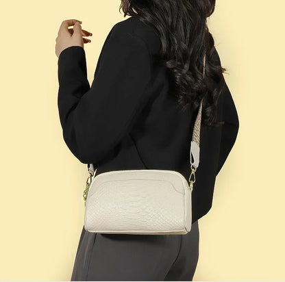 Crossbody Skuldertaske – Elegant Alligatormønster for Tidløs Stil Håndtasker Tech Butik