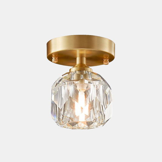 Elegant krystal-indbygget lampe – moderne messingdetalje til stuen Belysning Tech Butik