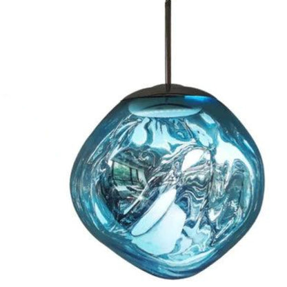 Elegant Glas Lampe - Minimalistisk Hanglamp til Moderne Indretning Pendellampe Tech Butik Blå 20 cm x 20 cm