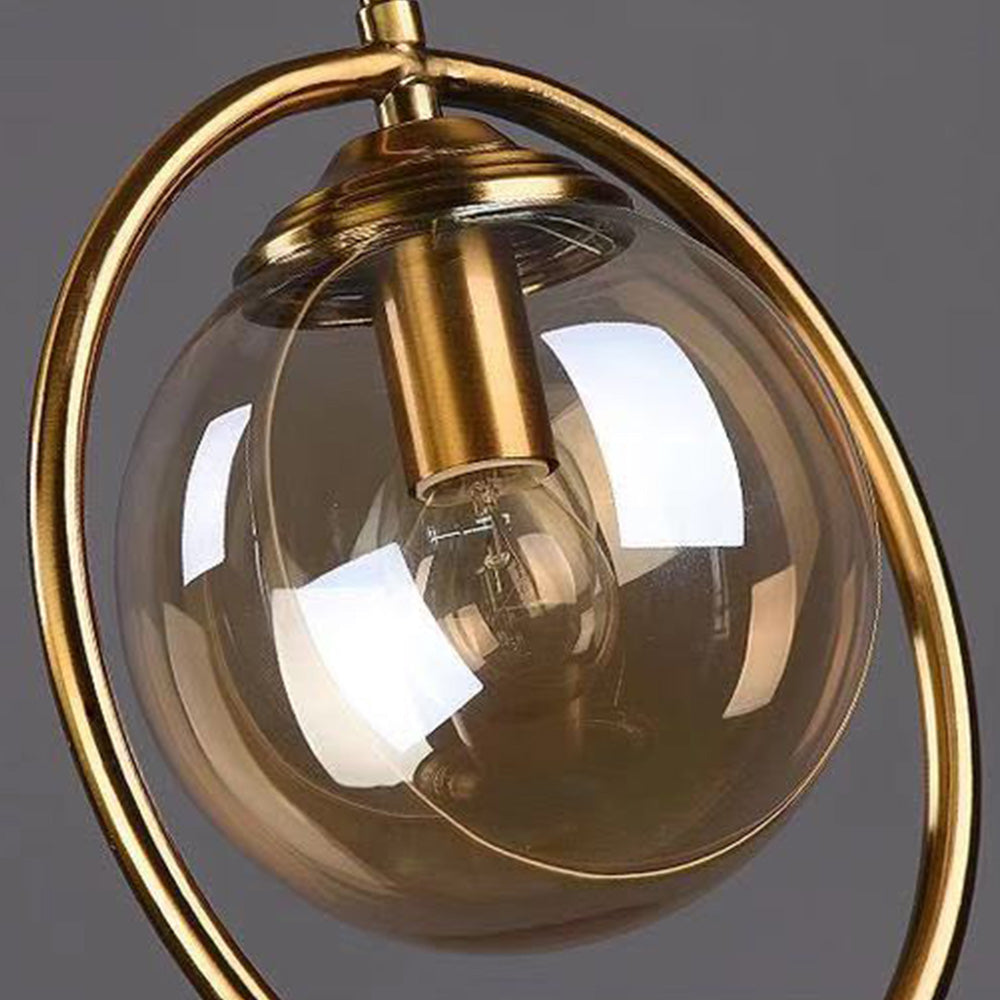 Elegant Glas Pendel Lampe med Guldramme – Lampe til Spisebord og Stue Belysning Tech Butik
