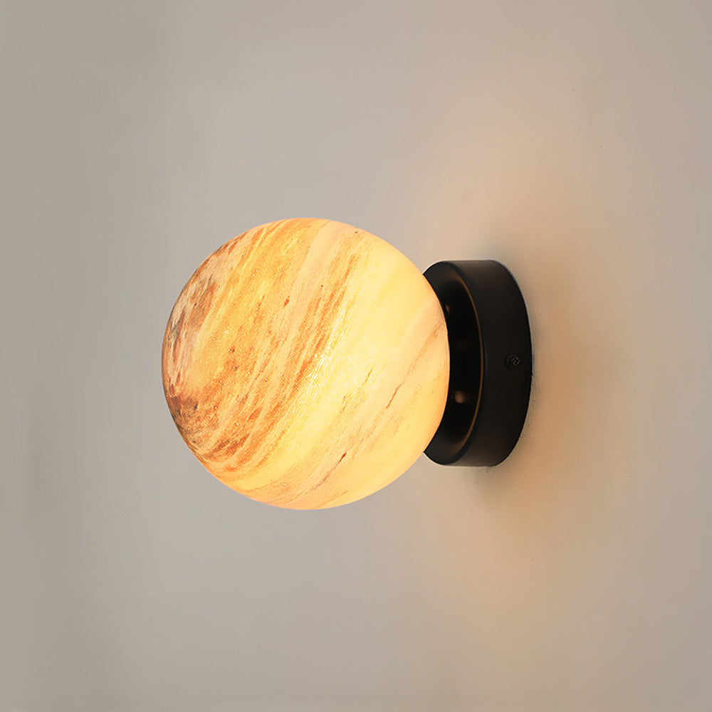Glasloftlampe i Kugleform – Moderne Design Belysning Tech Butik Orange Sort D13.8*H17cm