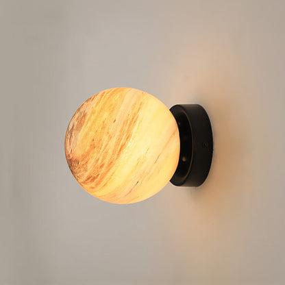 Glasloftlampe i Kugleform – Moderne Design Belysning Tech Butik Orange Sort D13.8*H17cm