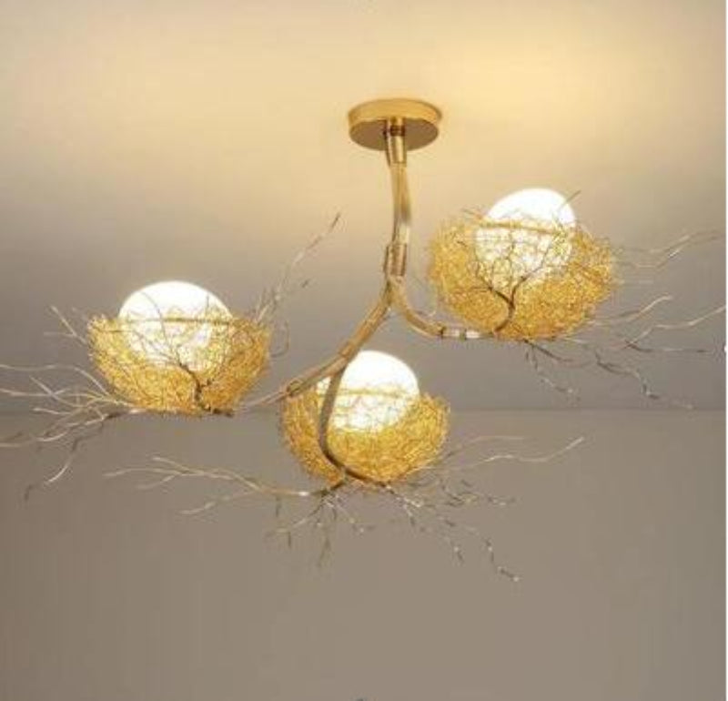 Elegant Gold Loftlampe med LED Lys Loftslampe Tech Butik H - 140cm x 25cm x 50cm 51-60W Guld