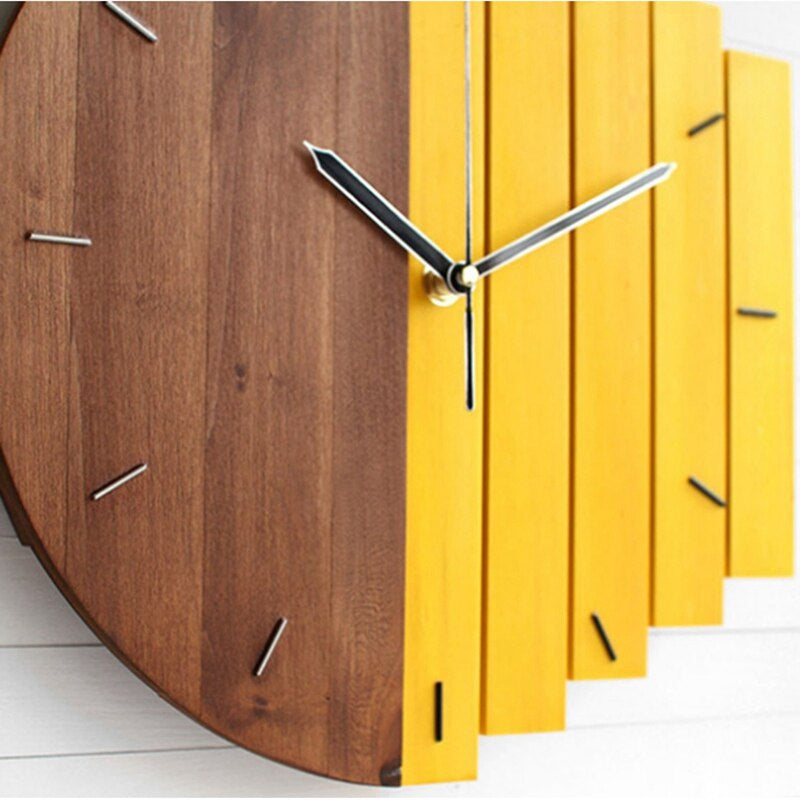 Elegant Houten Vægklokke Med Minimalistisk Design Til Hjem Og Kontor Ure Tech Butik Gul