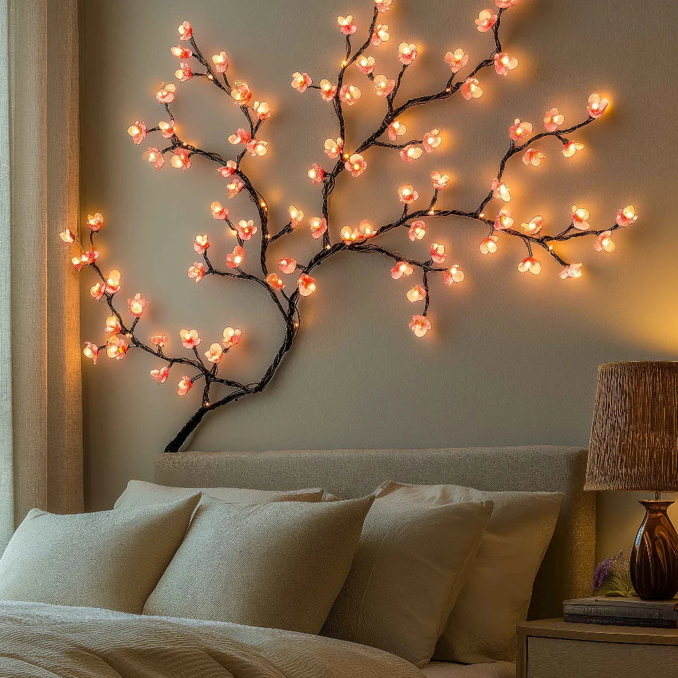 Kirsebærblomster Væglys med USB Strøm – Fortryllende LED Dekoration til Hygge og Elegance Væglamper Tech Butik