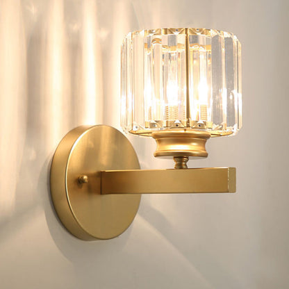 Elegant Krystal Væglys i Jern – Moderne Belysning til Stue og Gang Belysning Tech Butik Guld Rund D15*H24cm