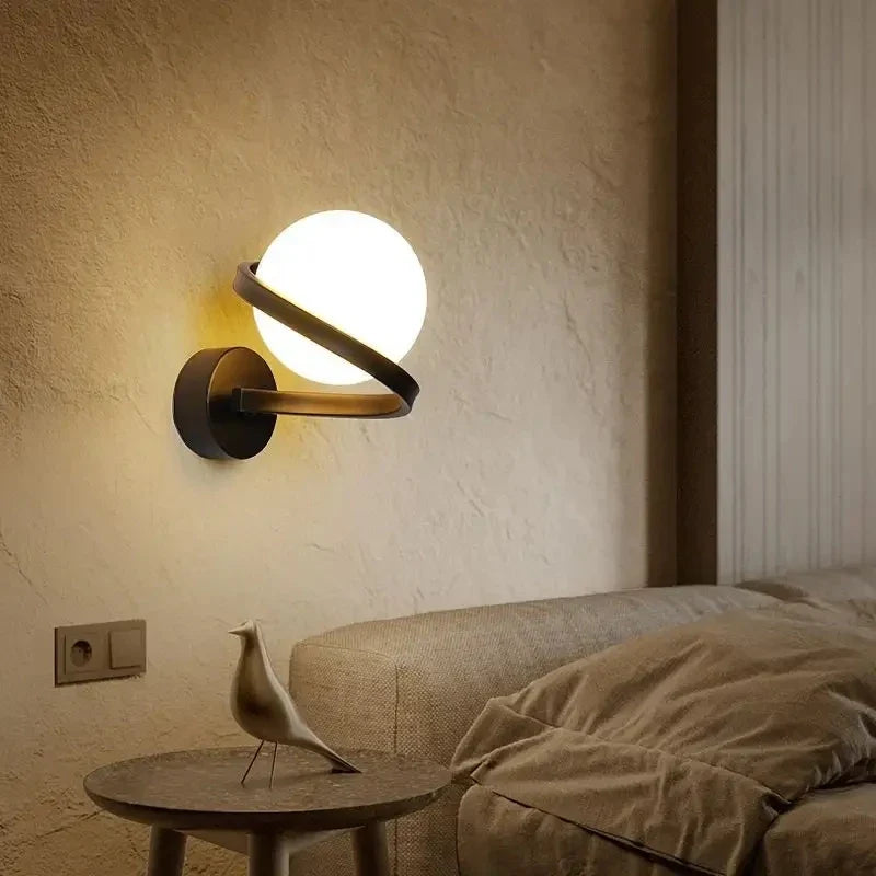 Elegant LED-væglampe med dekorativ kugle til indendørs stil Væglamper Tech Butik