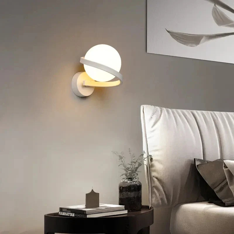 Elegant LED-væglampe med dekorativ kugle til indendørs stil Væglamper Tech Butik Hvid