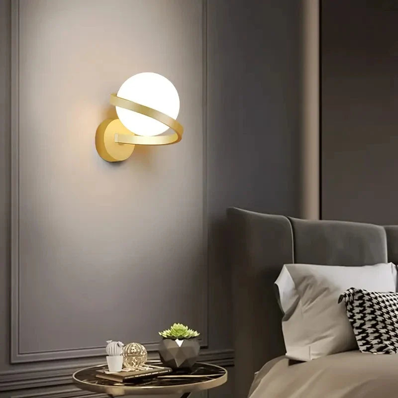 Elegant LED-væglampe med dekorativ kugle til indendørs stil Væglamper Tech Butik Guld