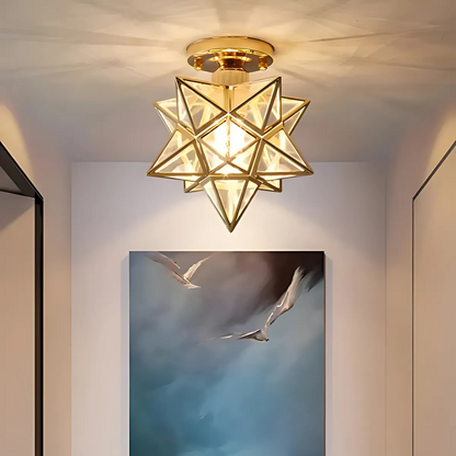 Elegant LED Plafondlampe med Stjernerneffekt Pendellampe Tech Butik Guld B