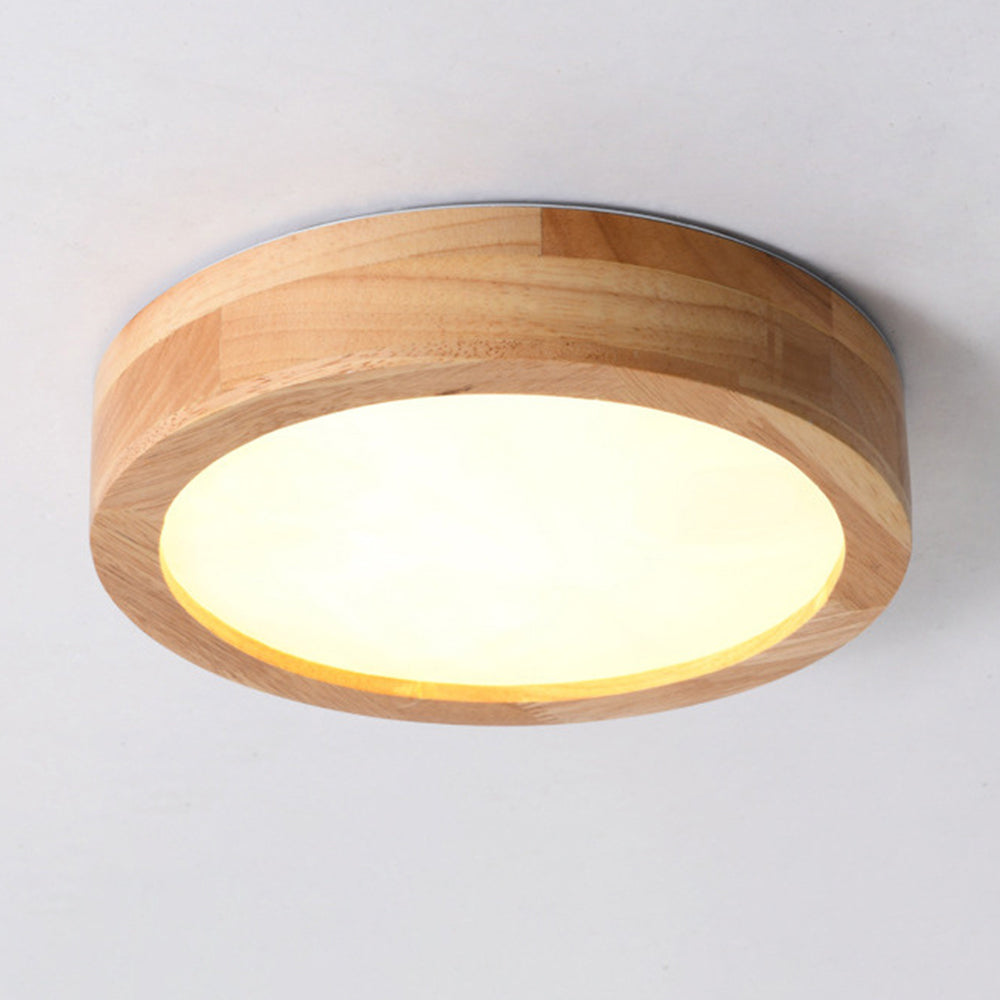 Loftlampe i Træ med LED – Flush Mount Design Belysning Tech Butik Stil A : D23*H12CM Varmt lys