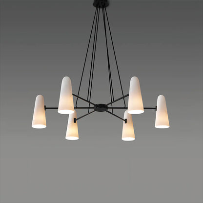 Elegant Loftlysekrone med Kugleformede Lys Hængende lamper Tech Butik 6 Hoveder Dia 80cm x H 20cm Sort & Hvid