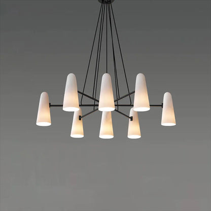 Elegant Loftlysekrone med Kugleformede Lys Hængende lamper Tech Butik 8 Hoveder Dia 100cm x H 20cm Sort & Hvid