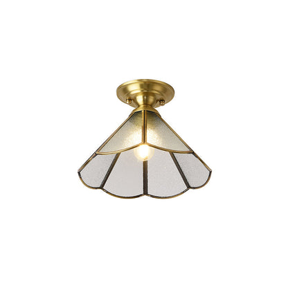 Messing Scallop Semi-Flush Loftlampe – Elegant Belysning med Vintage Charm Belysning Tech Butik B Messing