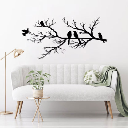 Elegant Metal Vægkunst Med Fugle På Gren - Stilfuld Indretning Vægkunst Tech Butik