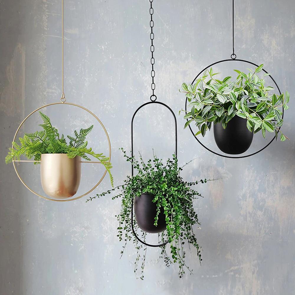 Elegant Minimalistisk Vægplantholder i Jern til Indendørs Dekoration Vægplantehænger Tech Butik