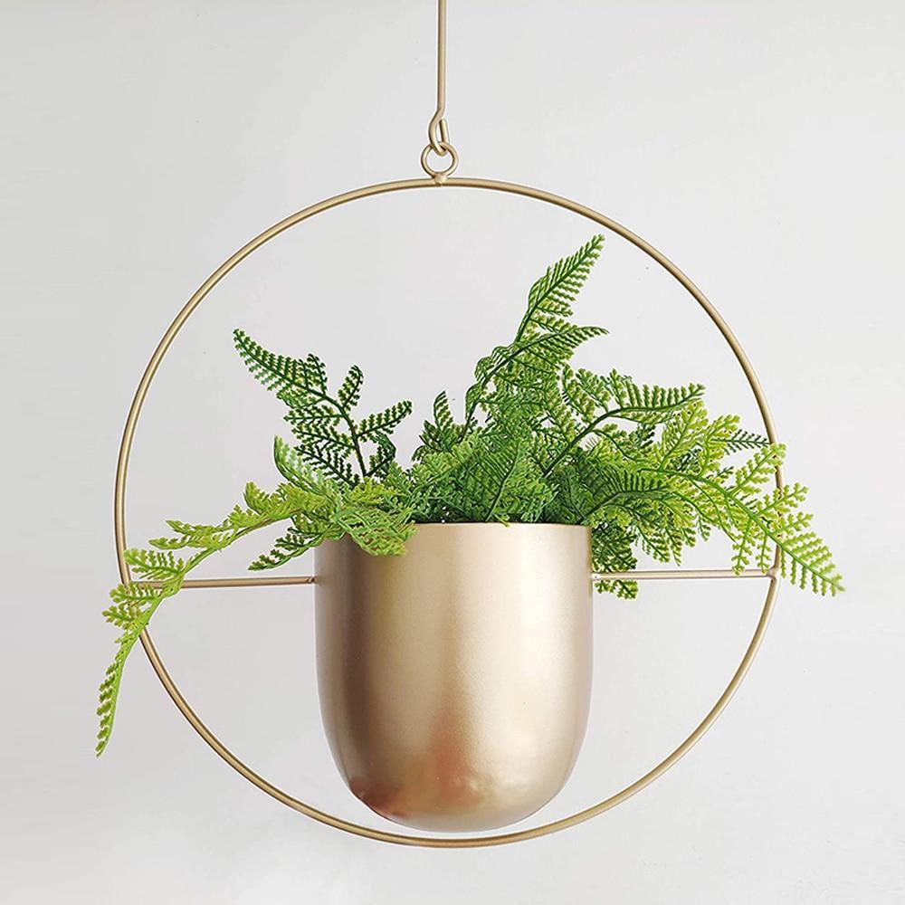 Elegant Minimalistisk Vægplantholder i Jern til Indendørs Dekoration Vægplantehænger Tech Butik Guld Cirkel