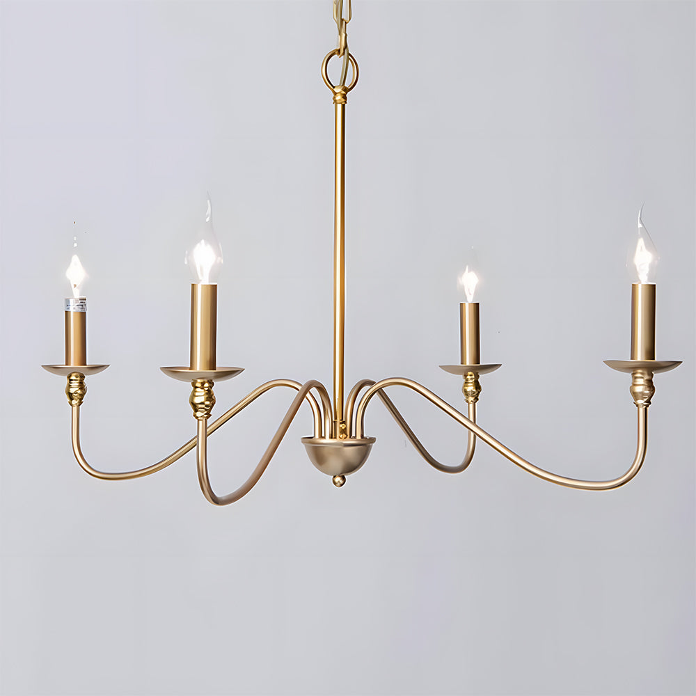 Klassisk Lysestage-lysekrone – Moderne Jern Pendellampe Kronleuchtere Tech Butik Guld 4 Lyskilder(D88*H38cm)