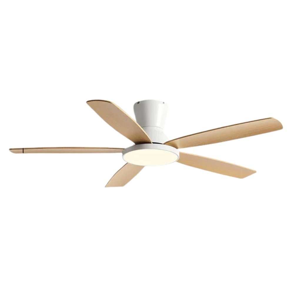 AeroLuxe Loftventilator med 5 Blade, LED-lys & Fjernbetjening – Stille Elegance til Moderne Hjem Loftventilatorer Tech Butik Hvid træ 108cm