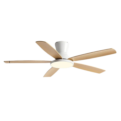 AeroLuxe Loftventilator med 5 Blade, LED-lys & Fjernbetjening – Stille Elegance til Moderne Hjem Loftventilatorer Tech Butik Hvid træ 108cm