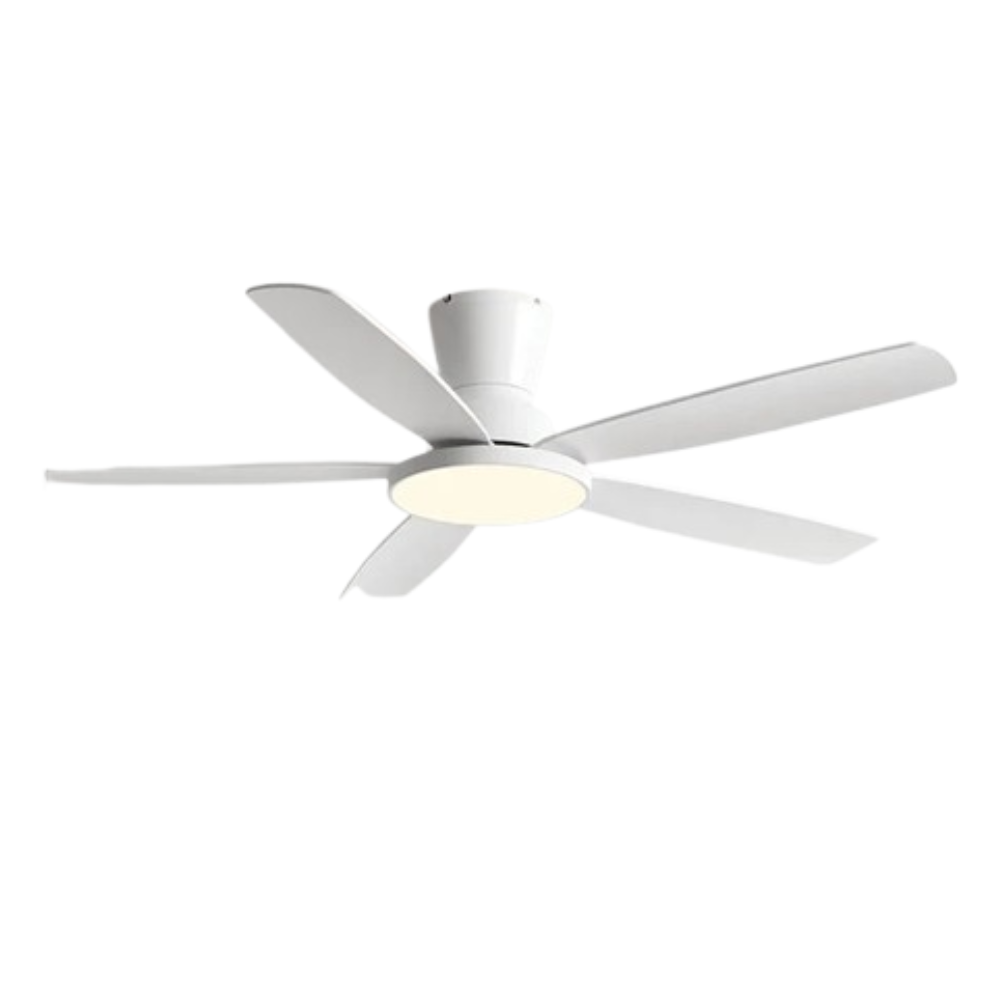 AeroLuxe Loftventilator med 5 Blade, LED-lys & Fjernbetjening – Stille Elegance til Moderne Hjem Loftventilatorer Tech Butik Hvid 108cm