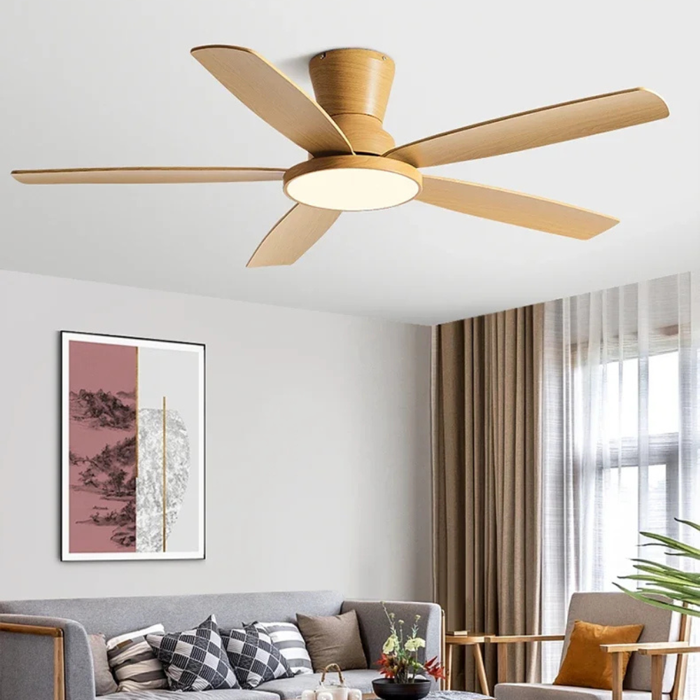 AeroLuxe Loftventilator med 5 Blade, LED-lys & Fjernbetjening – Stille Elegance til Moderne Hjem Loftventilatorer Tech Butik