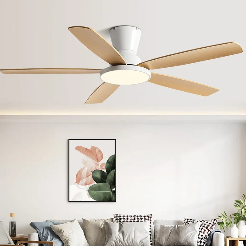 AeroLuxe Loftventilator med 5 Blade, LED-lys & Fjernbetjening – Stille Elegance til Moderne Hjem Loftventilatorer Tech Butik