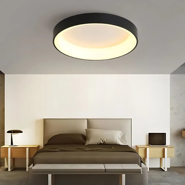 Elegant Skandinavisk Rund LED Loftlampe Loftlamper Tech Butik Sort Kold hvid 38CM