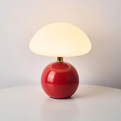 Creme Svampelampe – Elegant Justerbar LED Bordlampe Belysning Tech Butik Rød