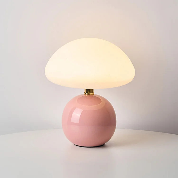 Creme Svampelampe – Elegant Justerbar LED Bordlampe Belysning Tech Butik Lyserød