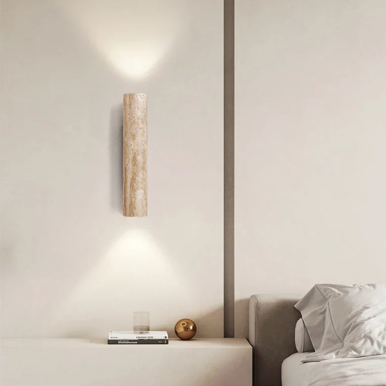 Elegant Vægskonce i Travertin – Minimalistisk LED Belysning til Stuen Væglamper Tech Butik
