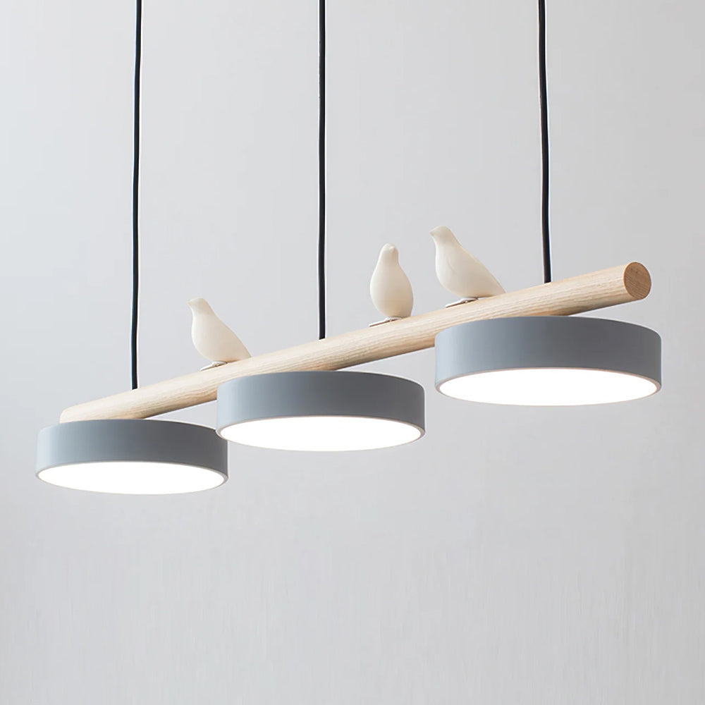 Elegant og Kunstnerisk Fuglependellampe Hængelampe Tech Butik Grå & L 79.8 cm x H 8.4 cm Sort Ledning Varmt Lys